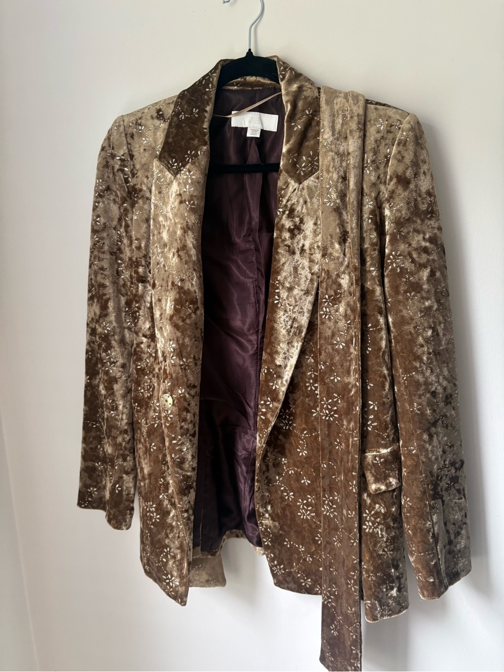 Zara Gold Velvet Floral Blazer W Belt (Limited Edition)